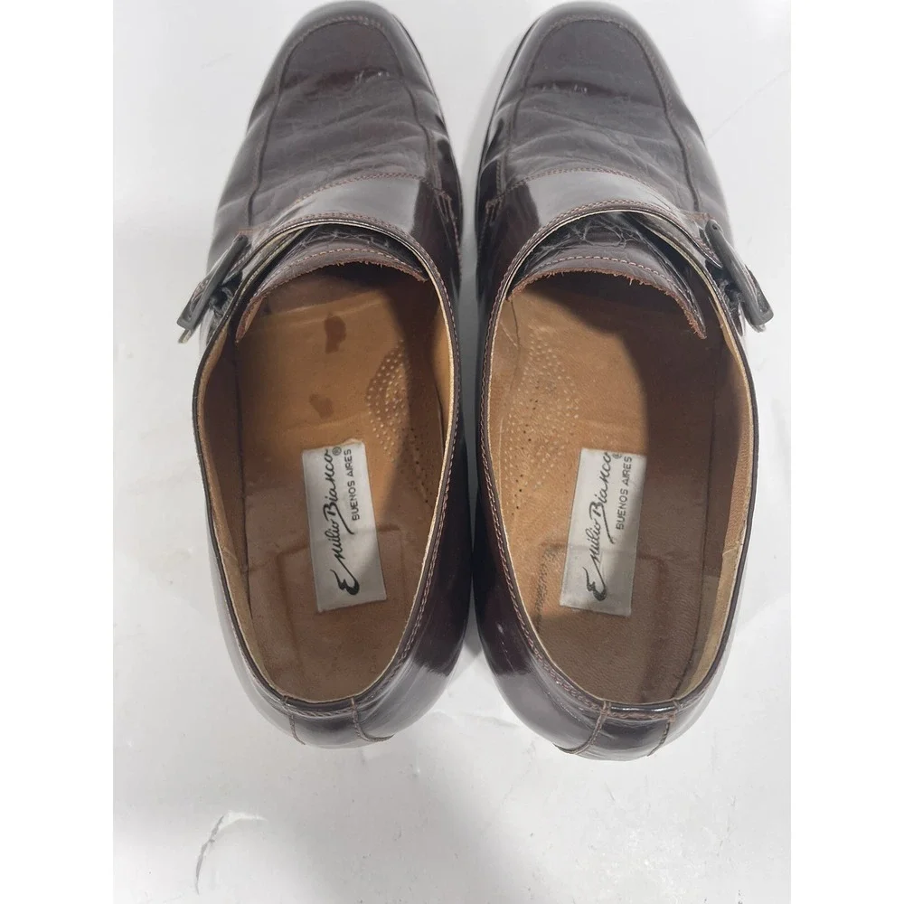 Emilio Bianco Buenos Aires Men Dark Brown Leather Monk Strap Shoe Argentina 10.5